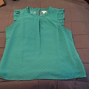 J. Crew Factory Green Textured Blouse